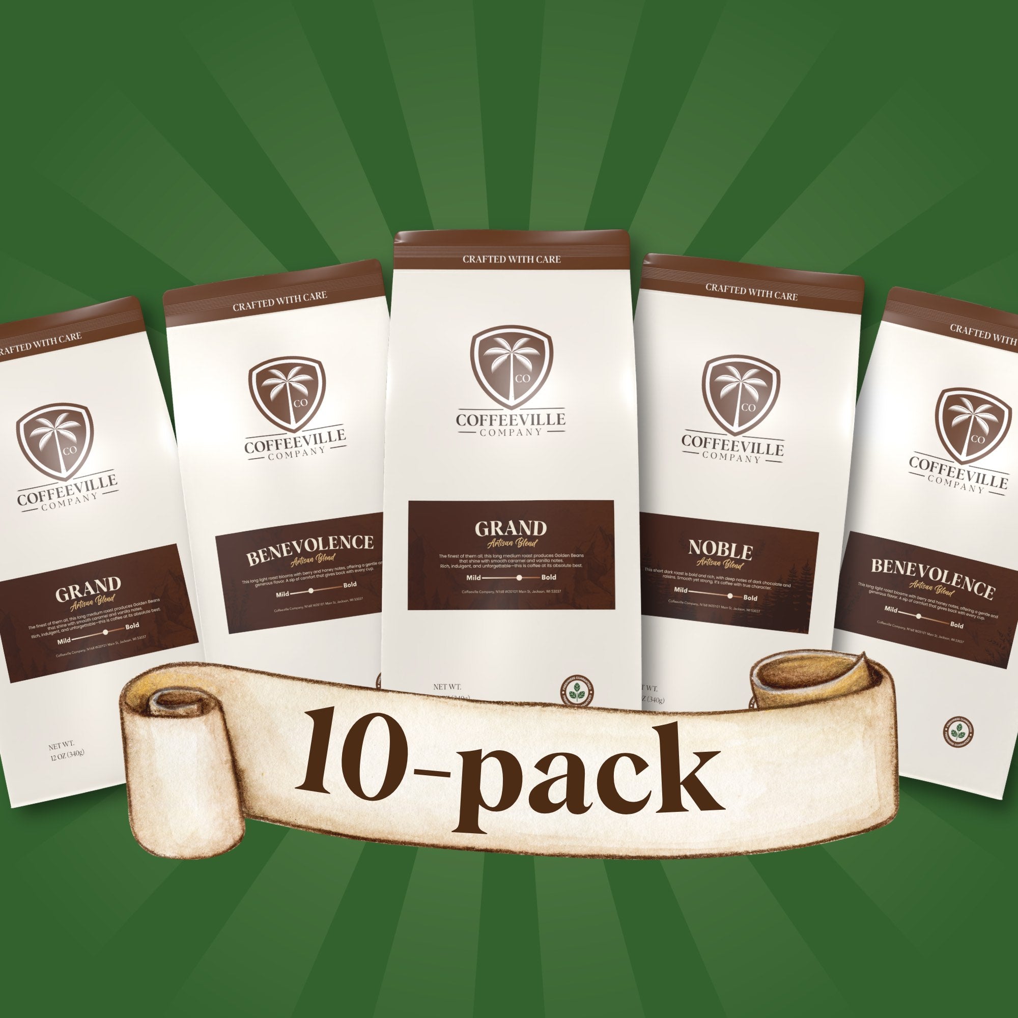 Artisan Ground Coffee Bundle – 10 Pack – Coffeeville Co