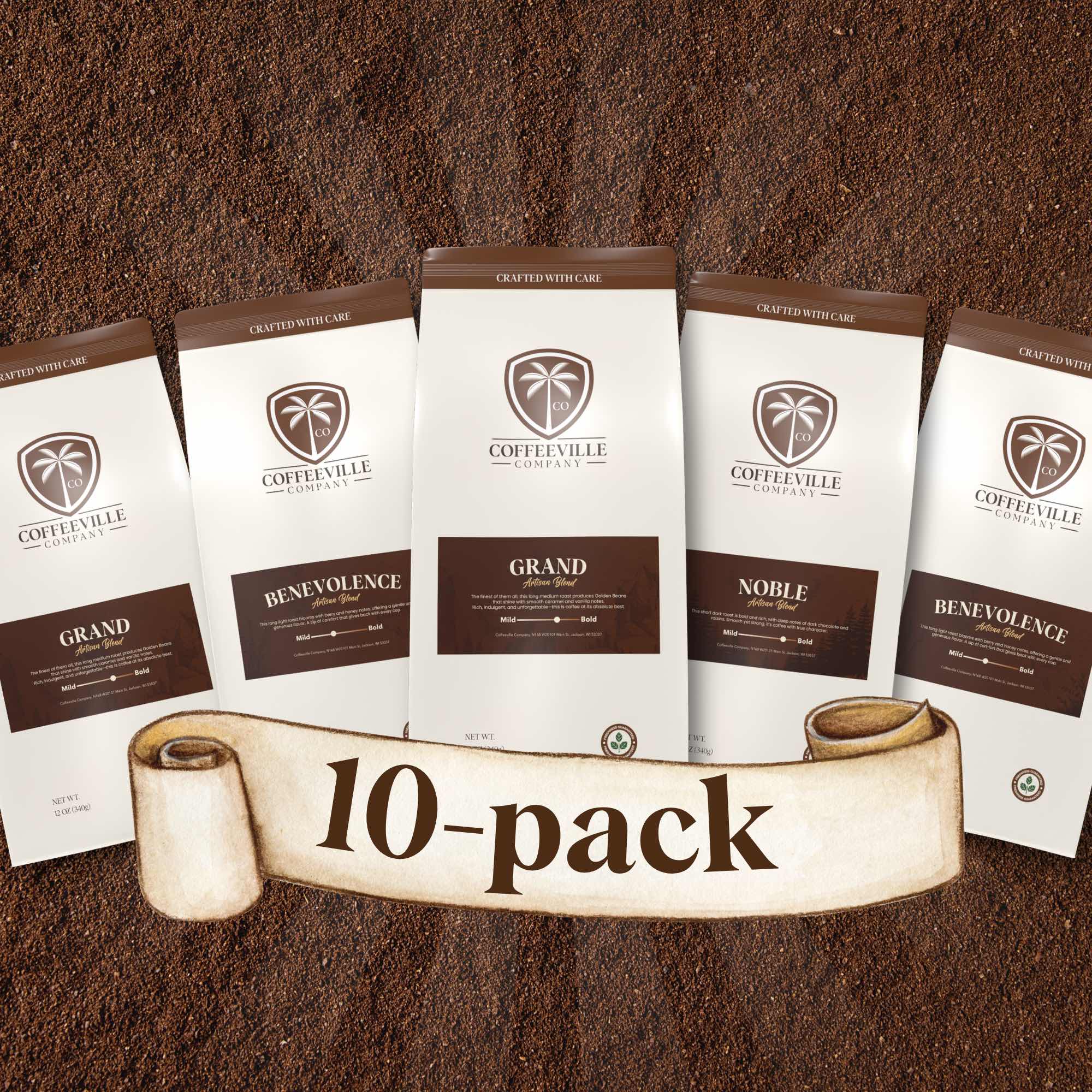 Artisan Ground Coffee Bundle – 10 Pack – Coffeeville Co